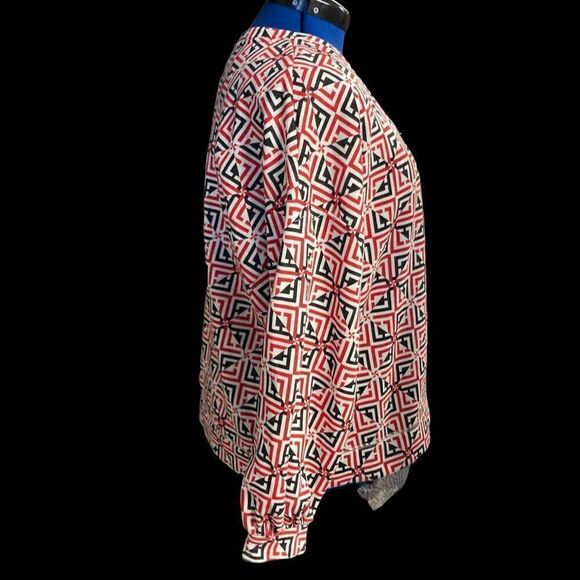 LIZ CLAIBORNE RED WHITE & Black V Neck Sweatshirt Top Size XL New With Tags - Picture 12 of 12